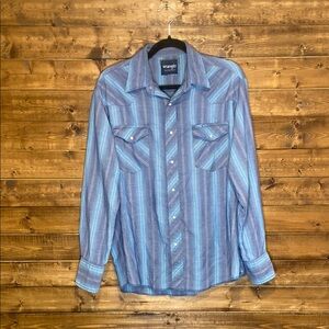 Wrangler Blue Striped Western Shirt